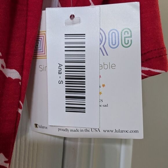 LulaRoe Ana red white  striped maxi dress Sz S NWT Valentines Party comfy - Picture 5 of 6